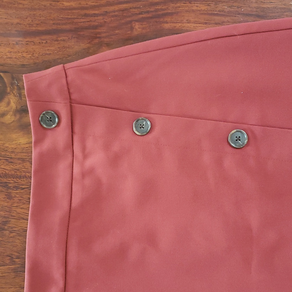 LOFT Rust Faux Wrap Skirt | Minimalist Chic Tailored | Button Front | SIZE 2 - Picture 11 of 16